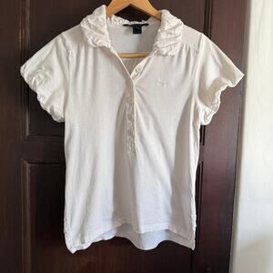 Y2K Vintage MARC JACOBS | Preppy Cream Puff Sleeve Polo Shirt | Large